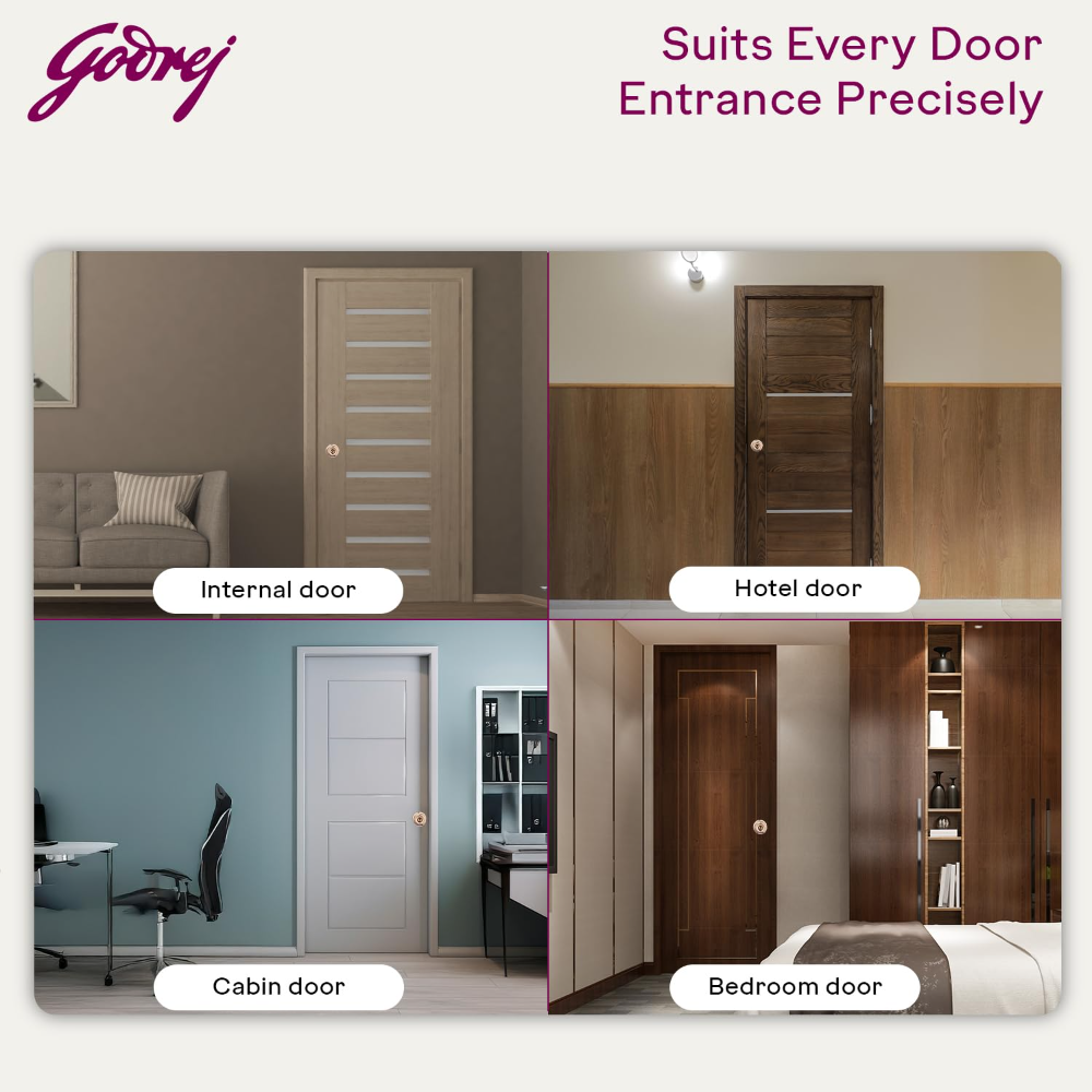 Godrej Cylindrical Lock| With 3 Keys I Suitable for Bedroom Doors &Inter-Connected Doors for Commercial Space | Backset 60mm | Door Thickness 32mm to 45mm | Rose Gold Finish | 5 years warranty